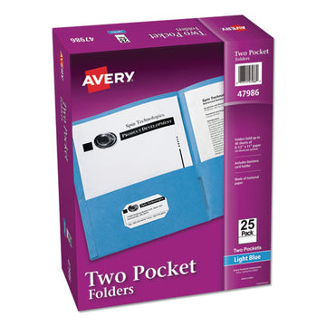 Avery® Two-pocket Folder, 40-sheet Capacity, 11 X 8.5, Light Blue, 25-box freeshipping - TVN Wholesale